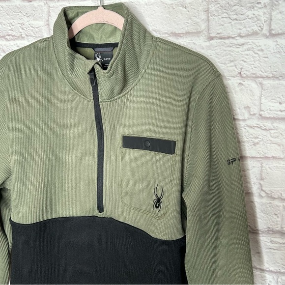 NWT Spyder Tea Leaf Medallion Bonded Fleece Sweater - Zip Neck - Picture 7 of 14